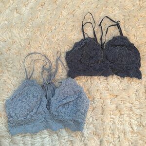 Aerie Snowday Lace Padded Triangle Bralettes